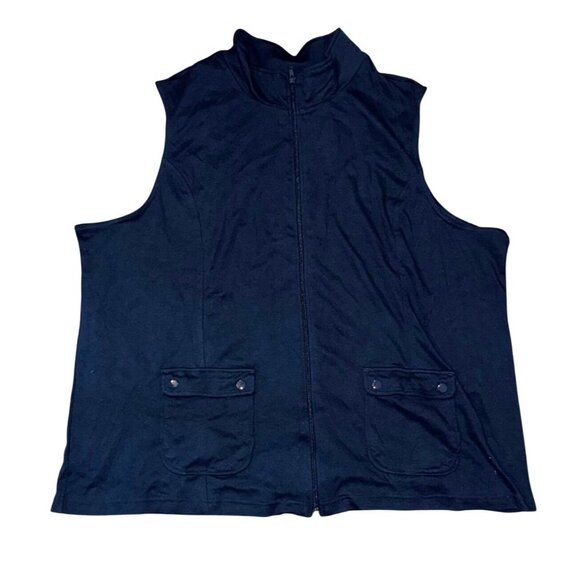 Blair Womens 3XL Navy Sleeveless Zip-Up Vest With Pockets - Picture 1 of 5